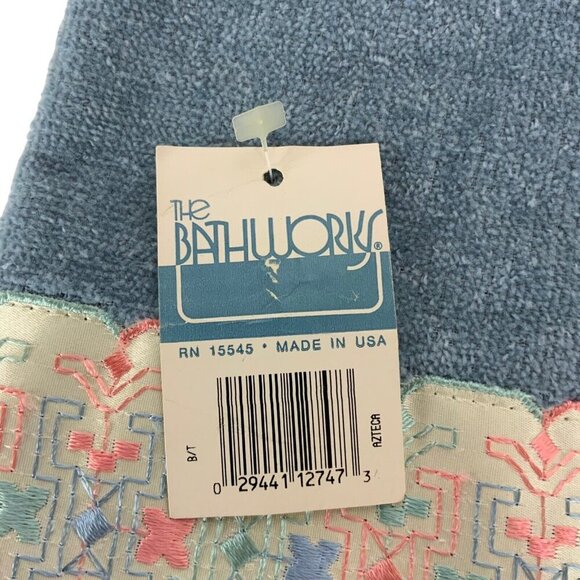 Barth Dreyfuss Bath & Washcloth Set Cotton Powder Blue With Applique Embroidery - Picture 7 of 8